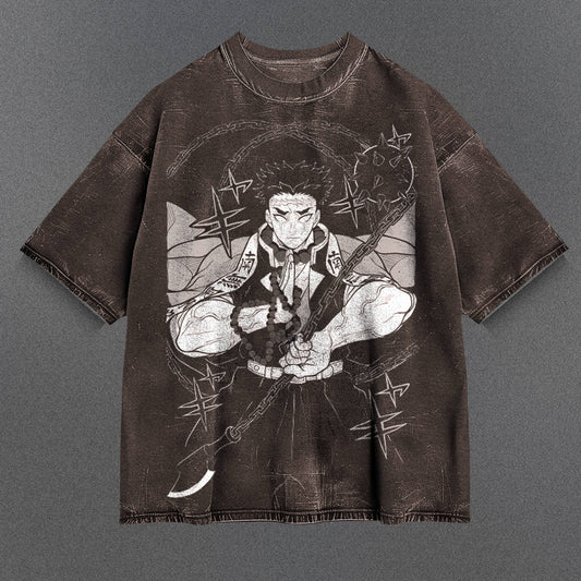 Demon Slayer Relaxed Brown Washed T-Shirt