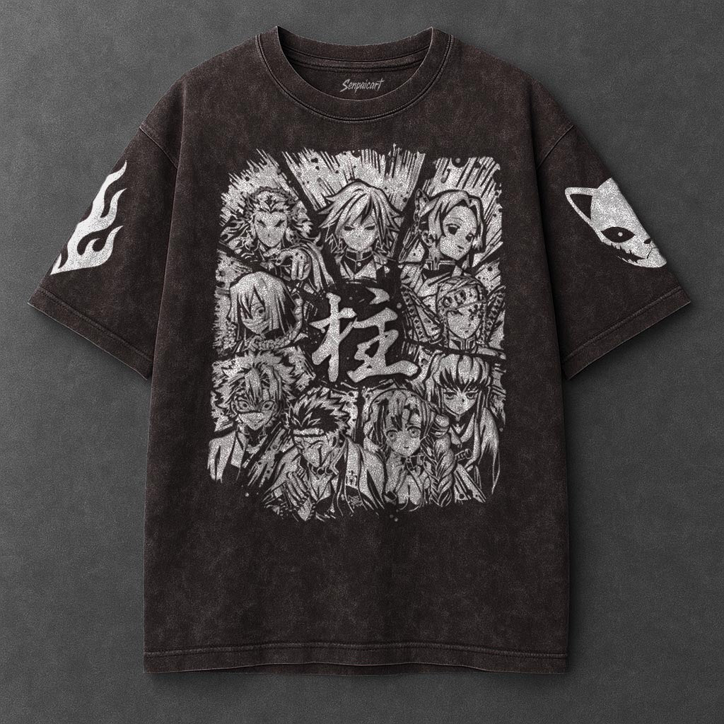 Demon Slayer Premium Oversized Brown Washed T-Shirt