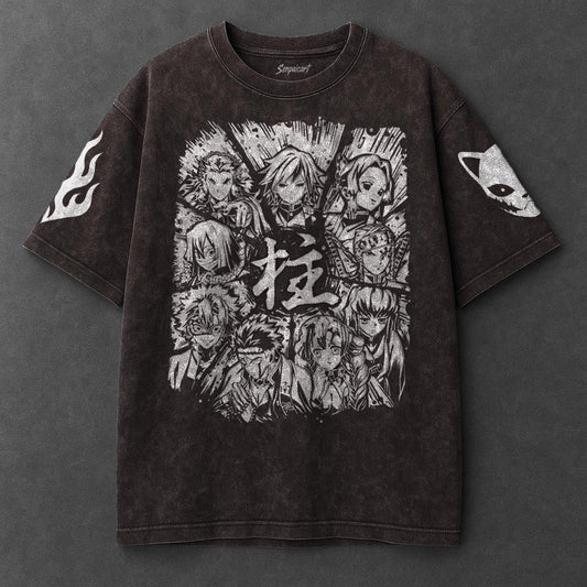 Demon Slayer Premium Oversized Brown Washed T-Shirt