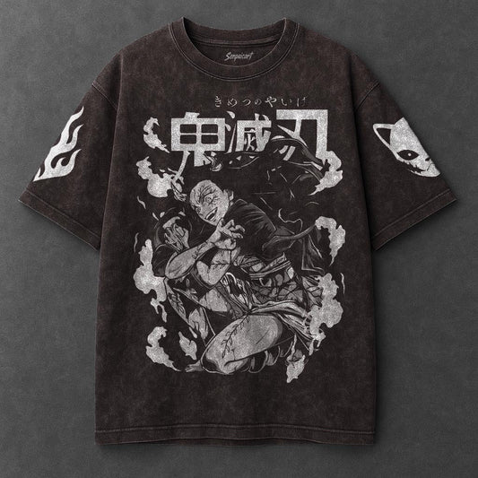 Demon Slayer Premium Relaxed Brown Washed T-Shirt