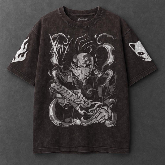 Demon Slayer Premium Breezy Brown Washed T-Shirt