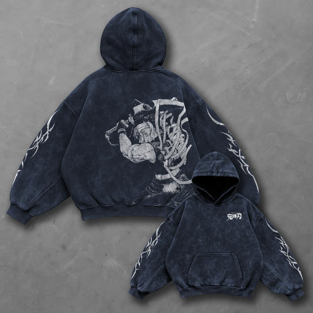 Demon Slayer Signature Blue Washed Hoodie