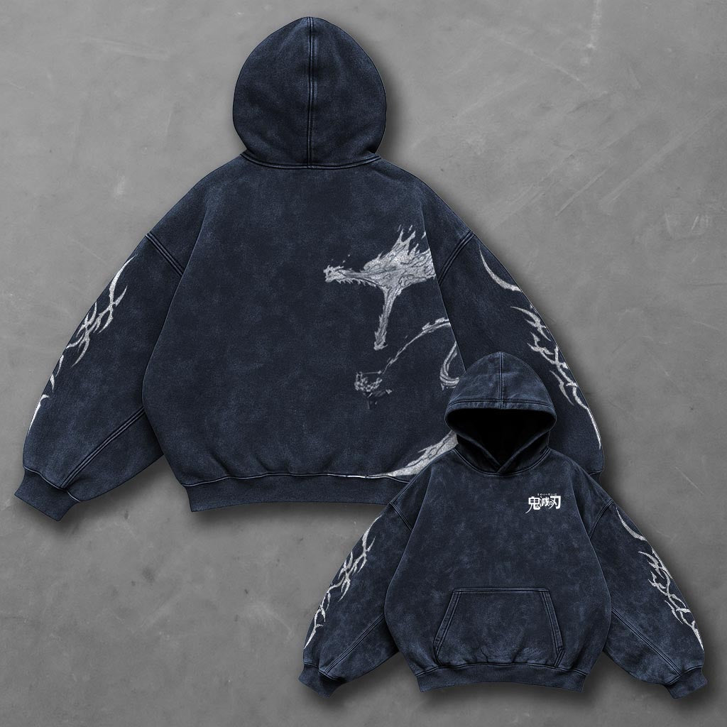 Demon Slayer Essential Blue Washed Hoodie