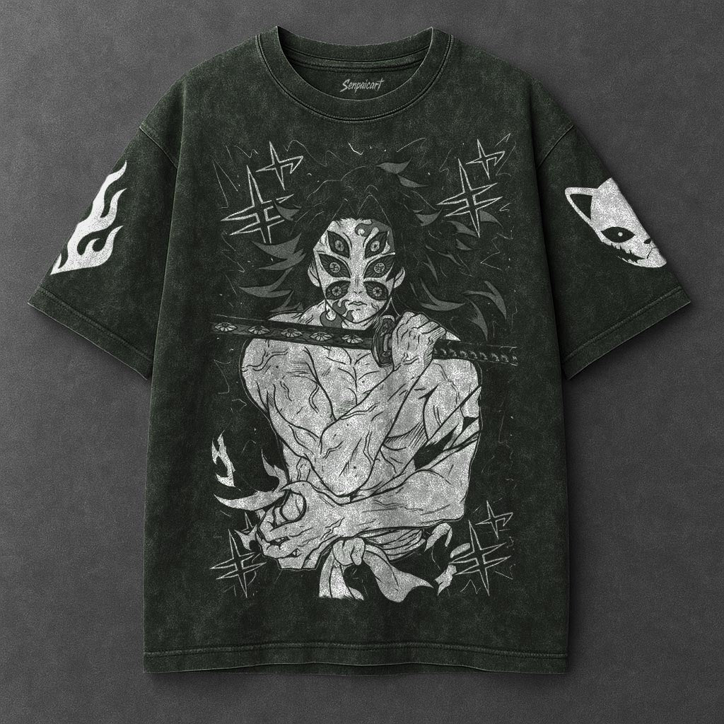 Demon Slayer Premium Roomy Vintage Green Washed T-Shirt