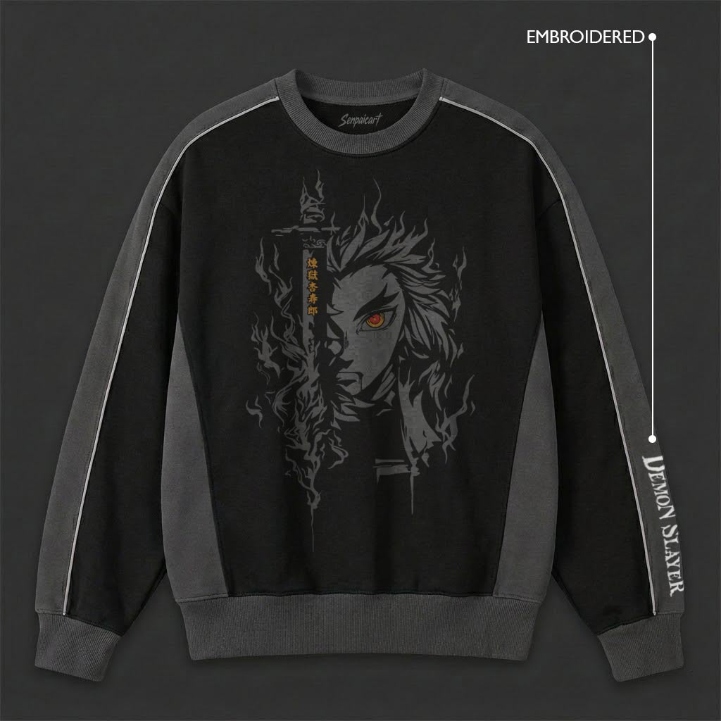 Demon Slayer Oversized Black Grey Sweatshirt