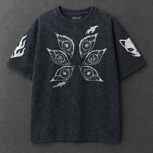 Demon Slayer Premium Drapey Navy Blue Washed T-Shirt