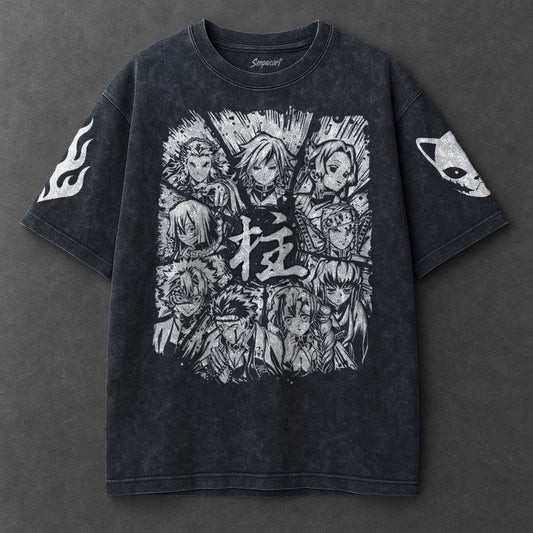 Demon Slayer Premium Airy Navy Blue Washed T-Shirt