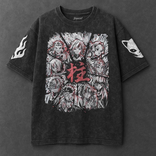 Demon Slayer Premium Loose Black Washed T-Shirt