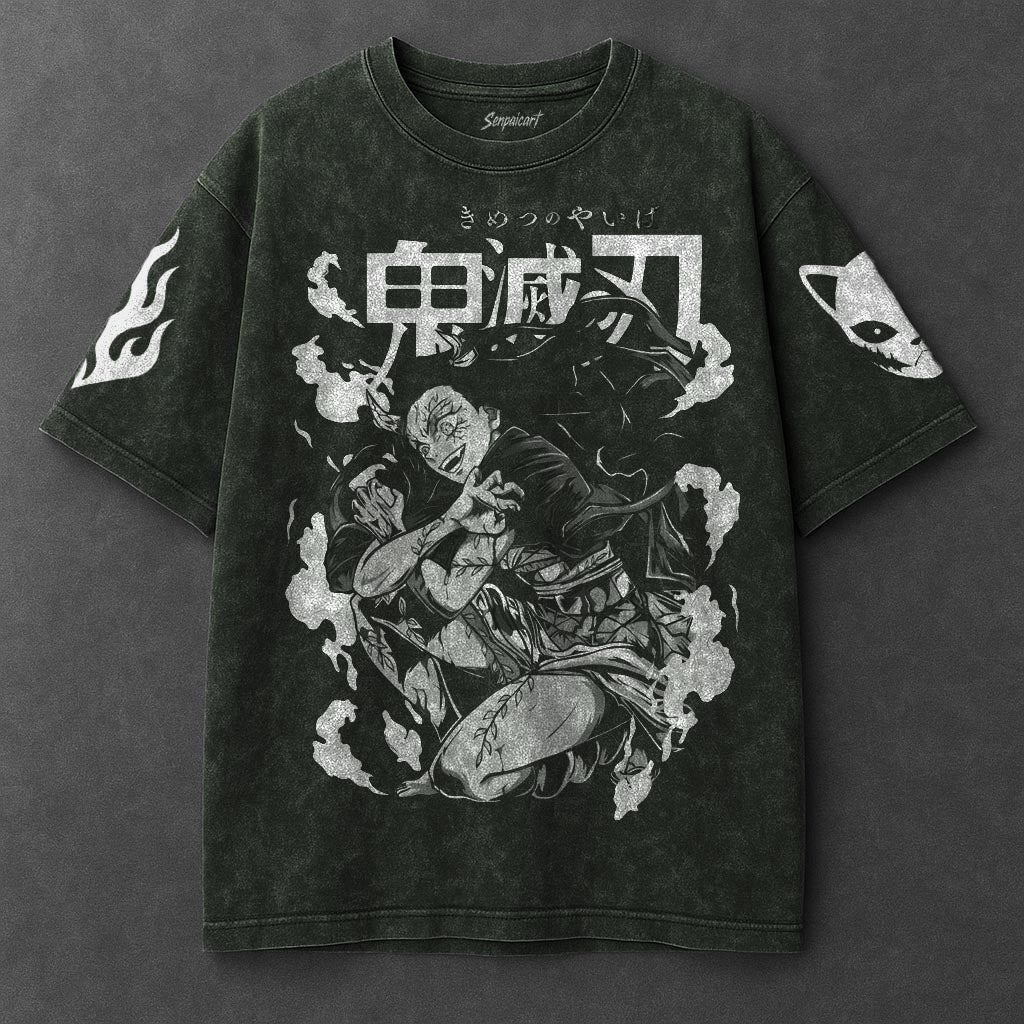 Demon Slayer Premium Comfy Vintage Green Washed T-Shirt