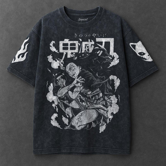Demon Slayer Premium Breezy Navy Blue Washed T-Shirt