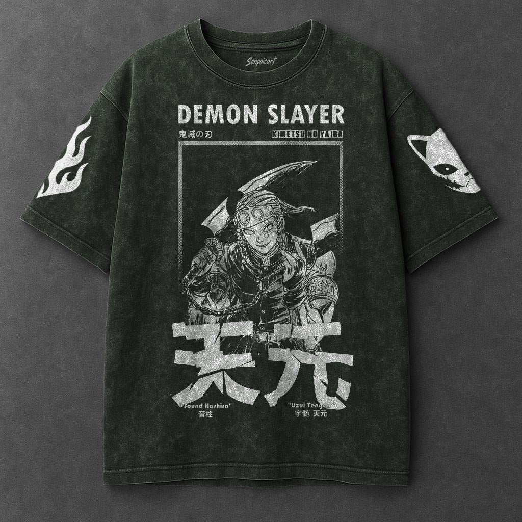 Demon Slayer Premium Loose Vintage Green Washed T-Shirt