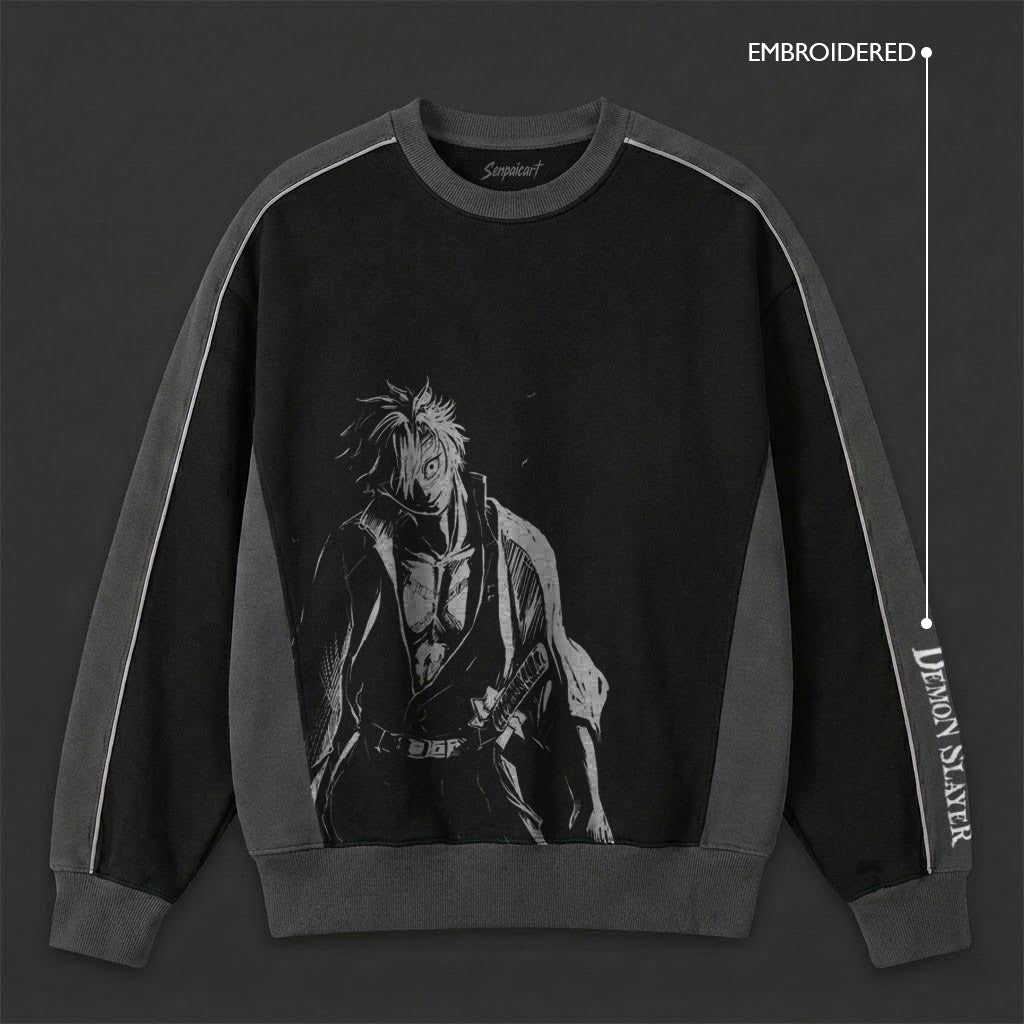 Demon Slayer Versatile Black Grey Sweatshirt
