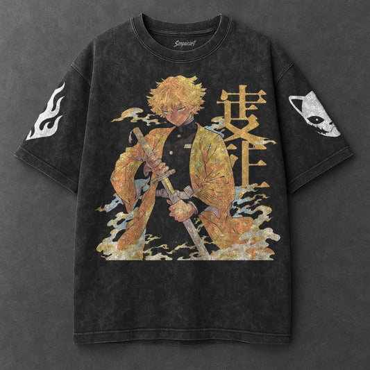 Demon Slayer Premium Flowy Black Washed T-Shirt
