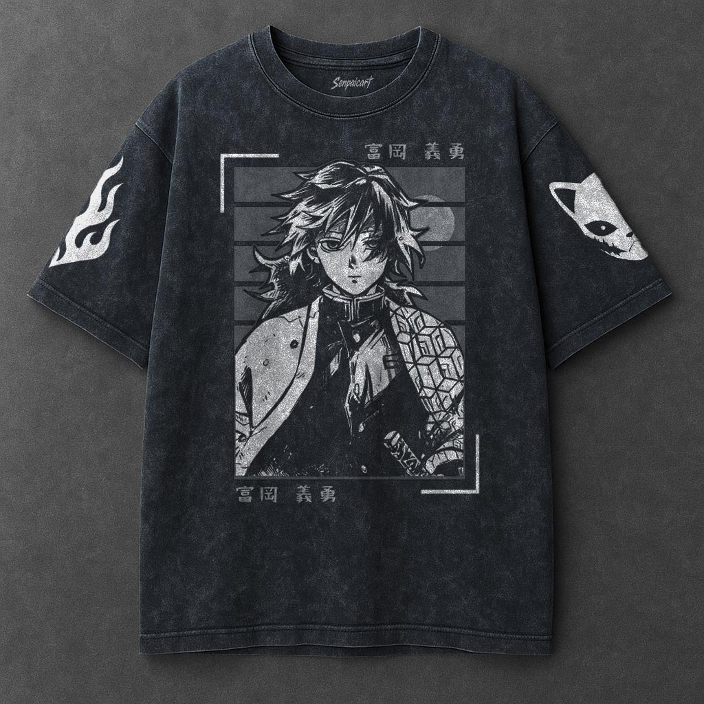 Demon Slayer Premium Comfy Navy Blue Washed T-Shirt