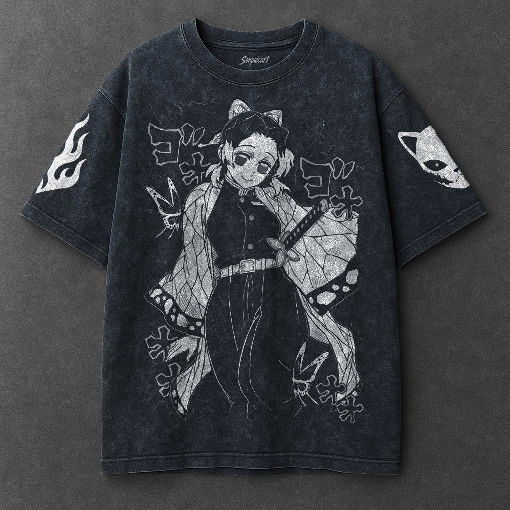 Demon Slayer Premium Soft Navy Blue Washed T-Shirt