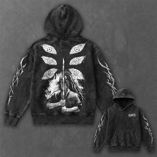Demon Slayer Essential Sleek Black Washed Hoodie