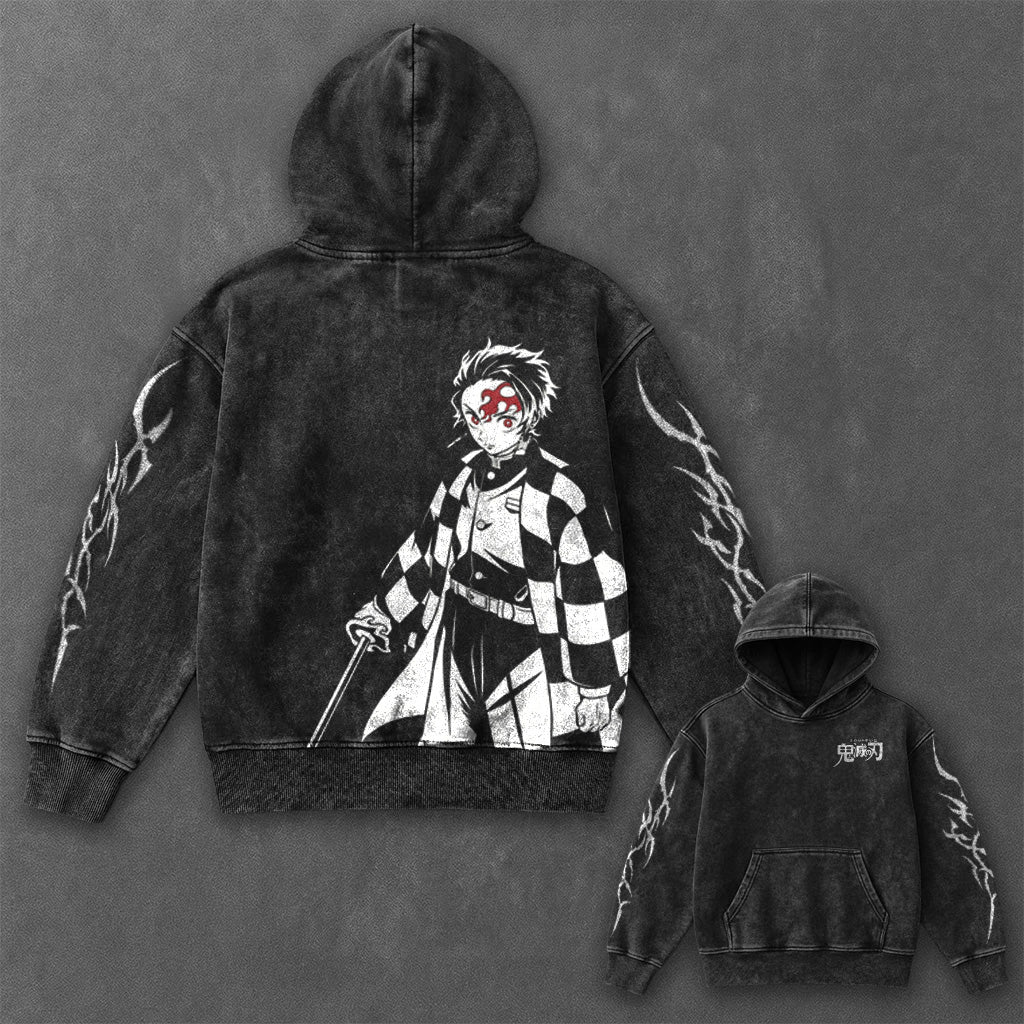 Demon Slayer Essential Cool Black Washed Hoodie