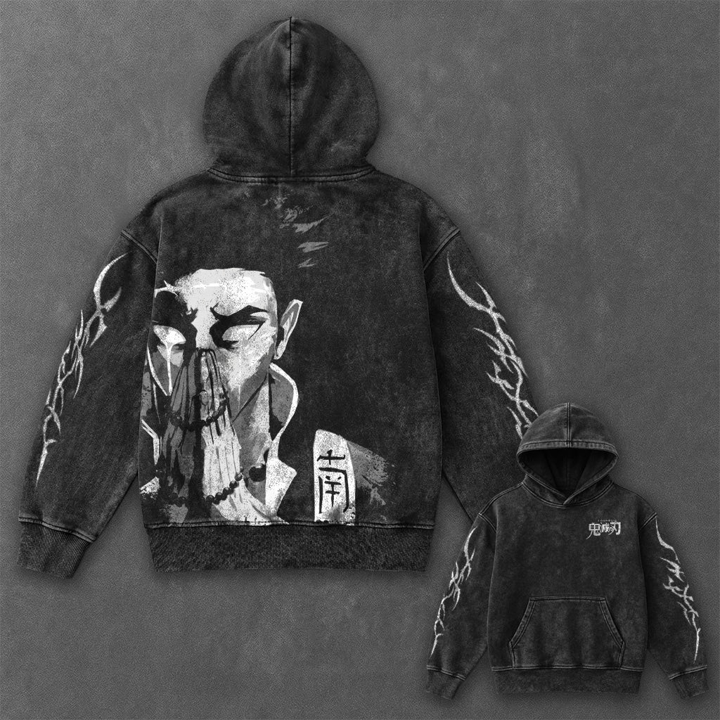 Demon Slayer Essential Bold Black Washed Hoodie