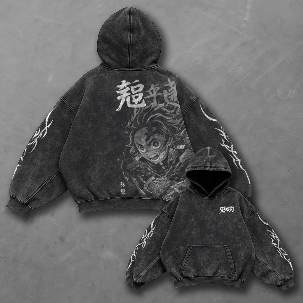 Demon Slayer Classic Clean Black Washed Hoodie