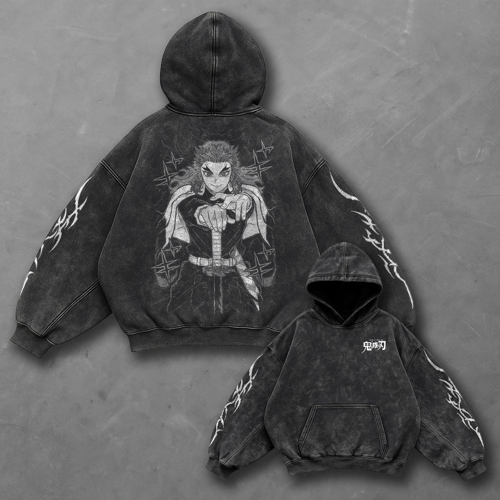 Demon Slayer Classic Oversized Black Washed Hoodie