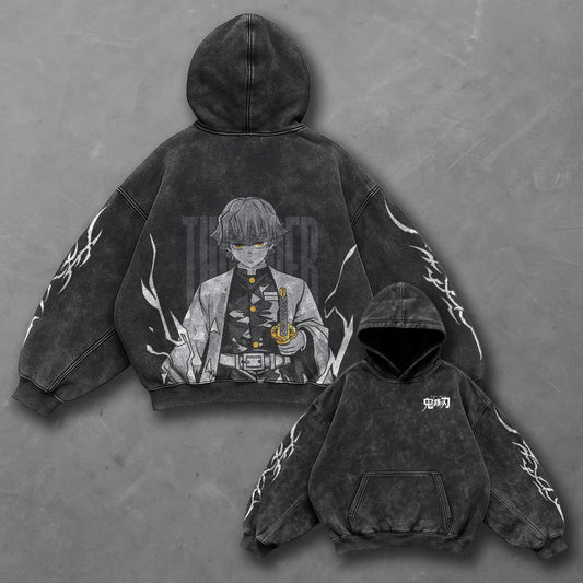 Demon Slayer Classic Essential Black Washed Hoodie