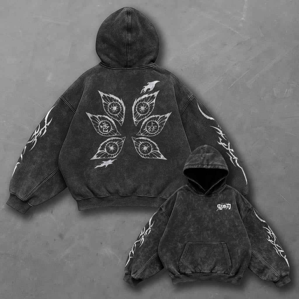 Demon Slayer Oversized Classic Black Washed Hoodie