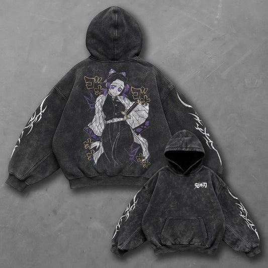 Demon Slayer Oversized Fresh Black Washed Hoodie