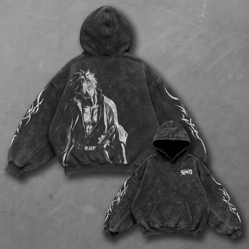 Demon Slayer Classic Bold Black Washed Hoodie