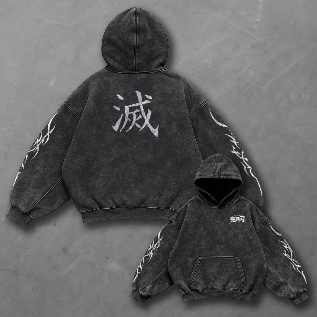 Demon Slayer Classic Modern Black Washed Hoodie