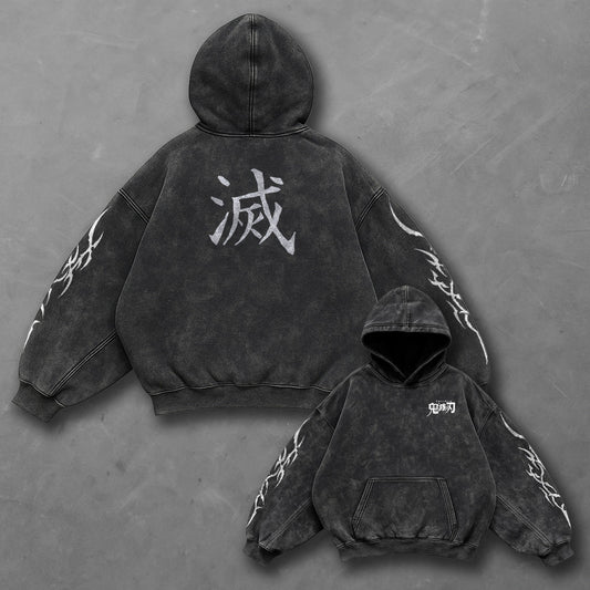 Demon Slayer Classic Modern Black Washed Hoodie