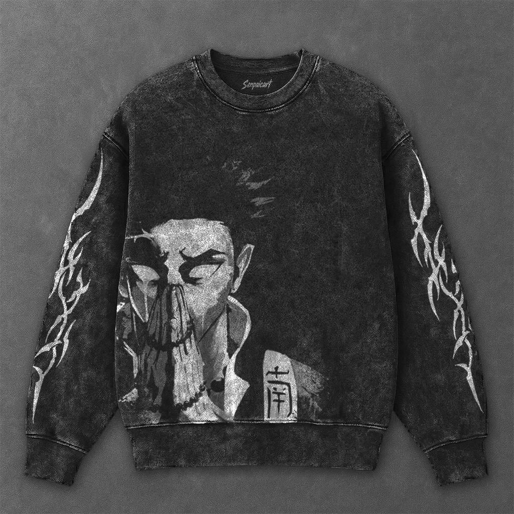 Demon Slayer Essential Premium Black Washed Sweatshirt