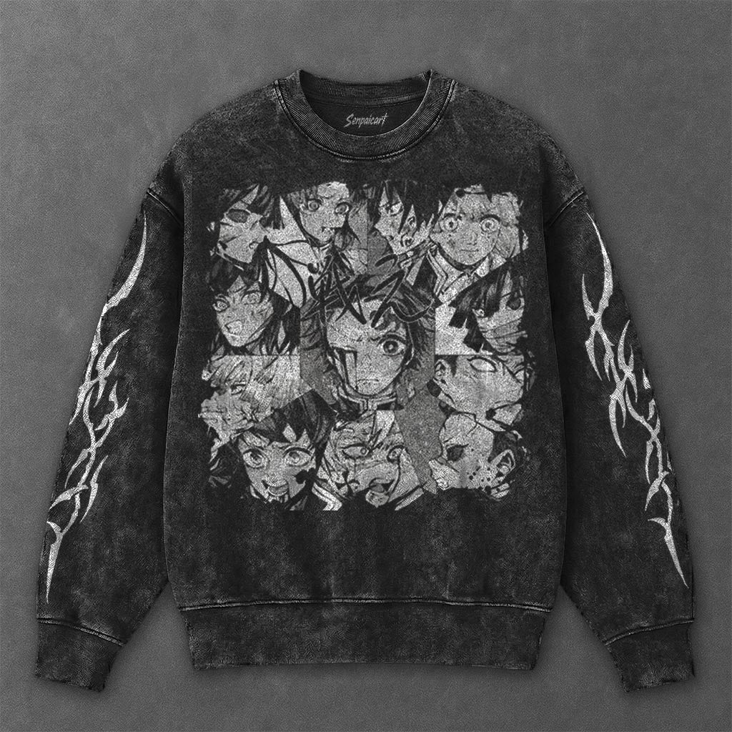 Demon Slayer Essential Clean Black Washed Sweatshirt