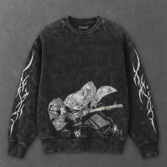 Demon Slayer Essential Sleek Black Washed Sweatshirt