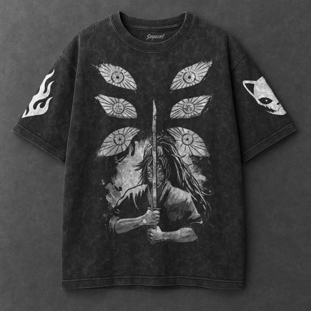 Demon Slayer Essential Oversized Black Washed T-Shirt