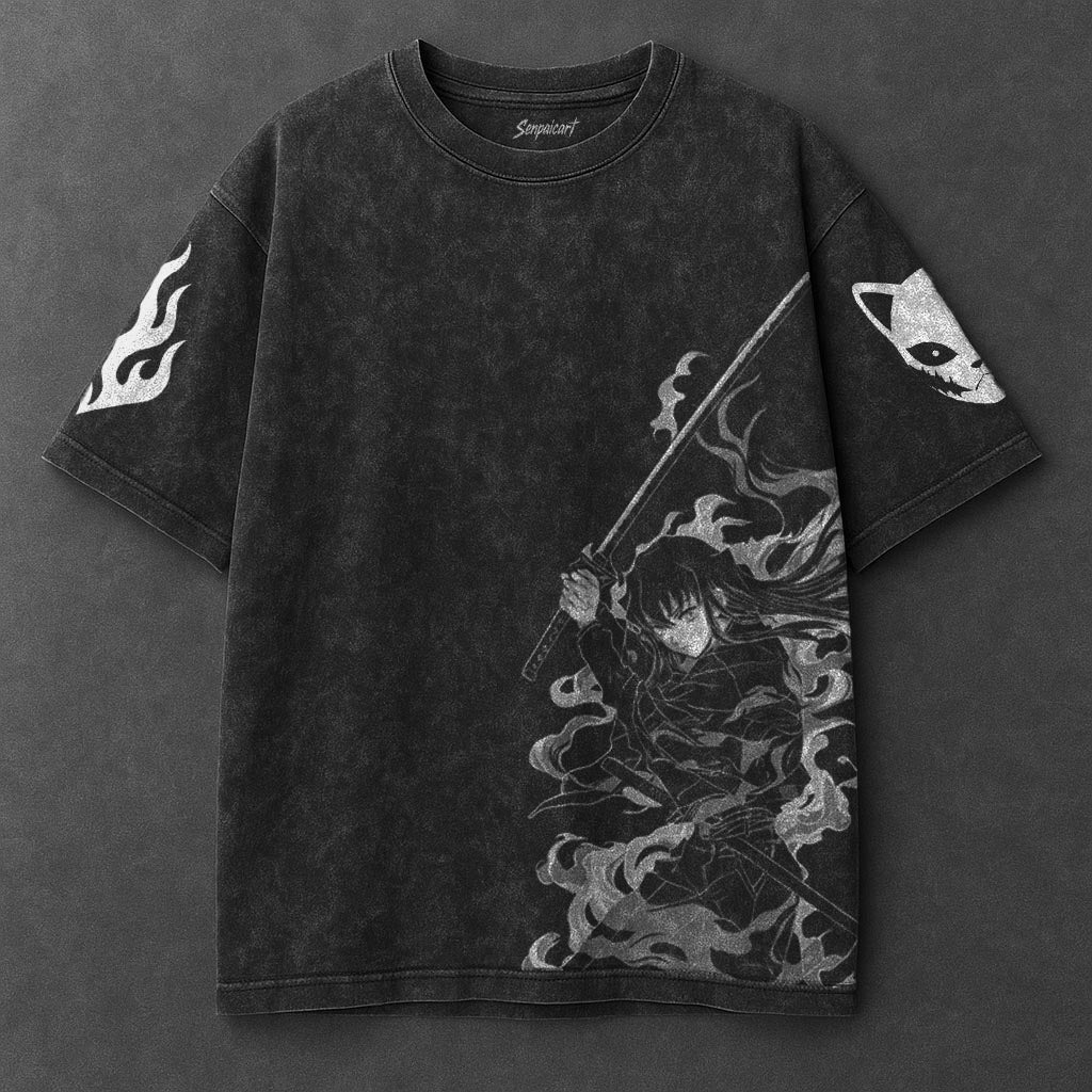 Demon Slayer Essential Sleek Black Washed T-Shirt