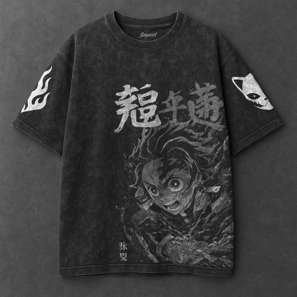Demon Slayer Classic Sleek Black Washed T-Shirt