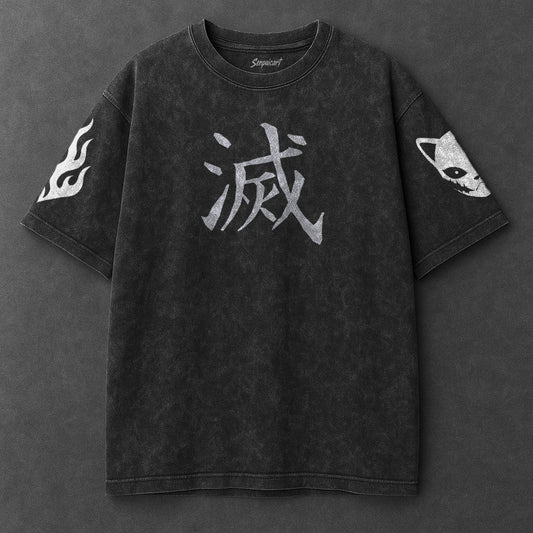 Demon Slayer Classic Oversized Black Washed T-Shirt
