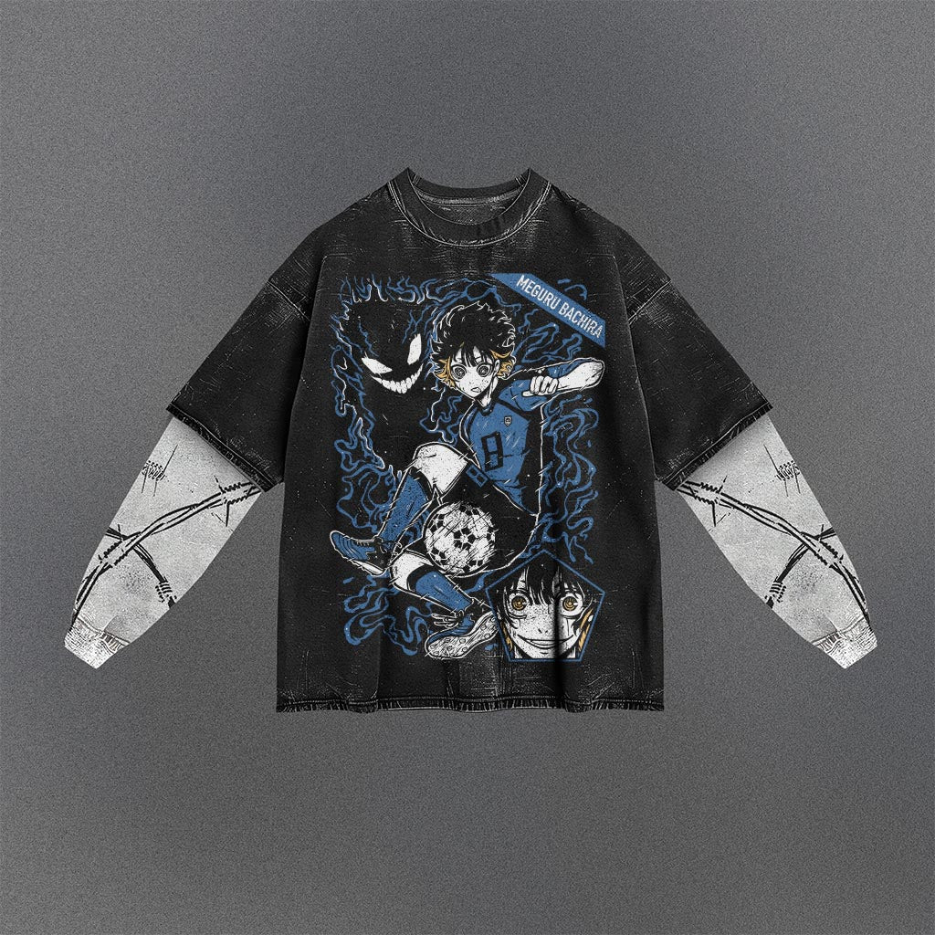 Blue Lock Effortless Double Sleeves Washed T-shirt