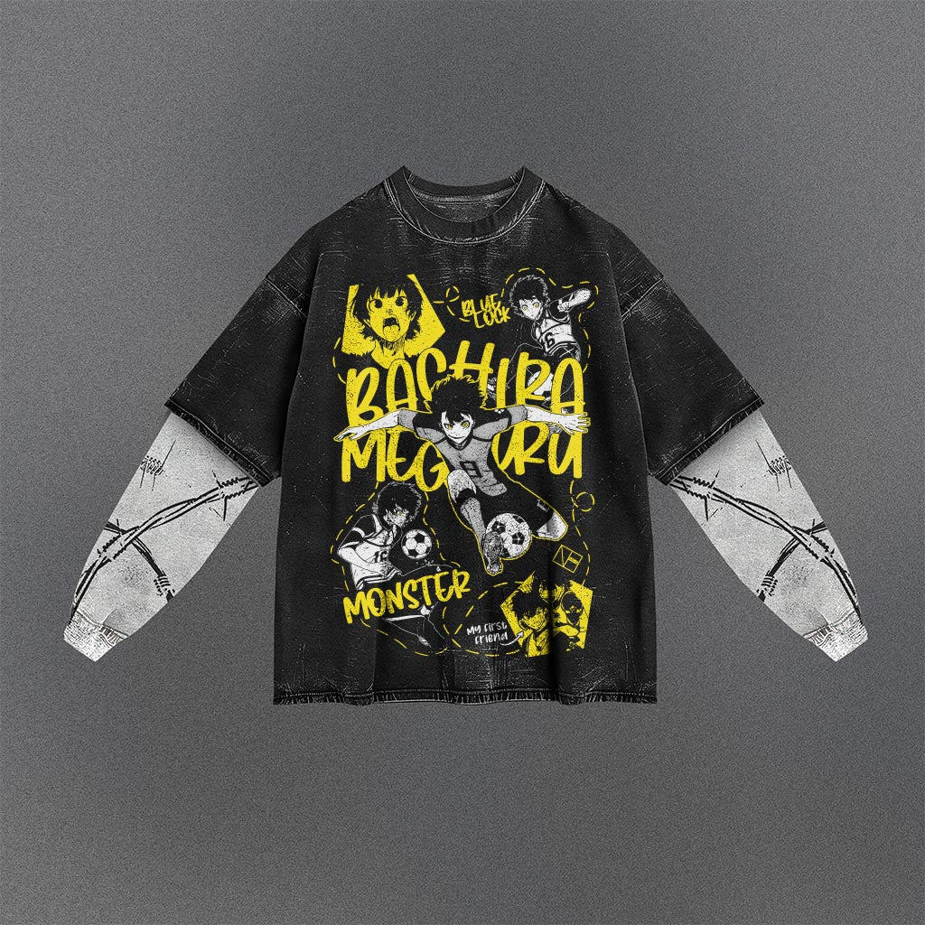 Blue Lock Airy Double Sleeves Washed T-shirt