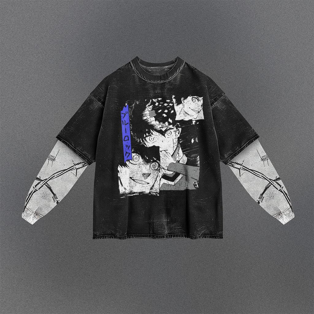 Blue Lock Lightweight Double Sleeves Washed T-shirt