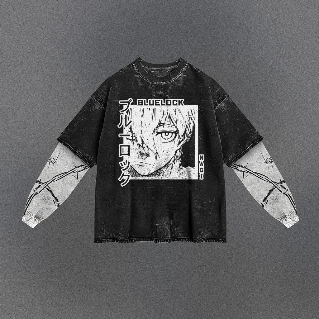 Blue Lock Soft Double Sleeves Washed T-shirt
