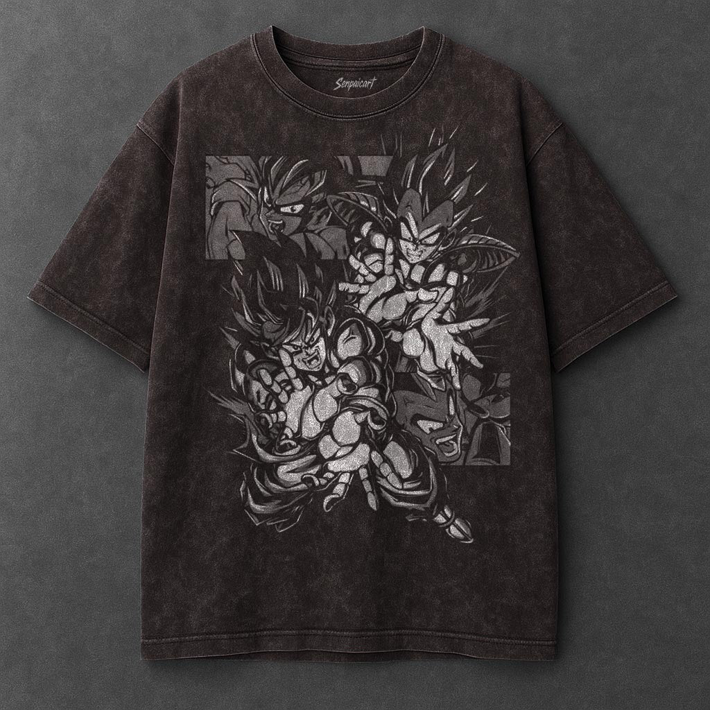 Dragon Ball Elongated Brown Washed T-Shirt