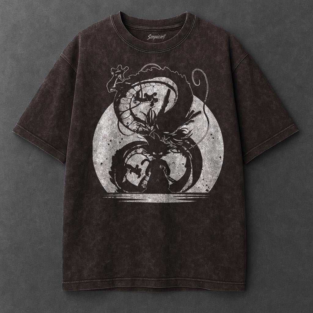 Dragon Ball Stylish Brown Washed T-Shirt