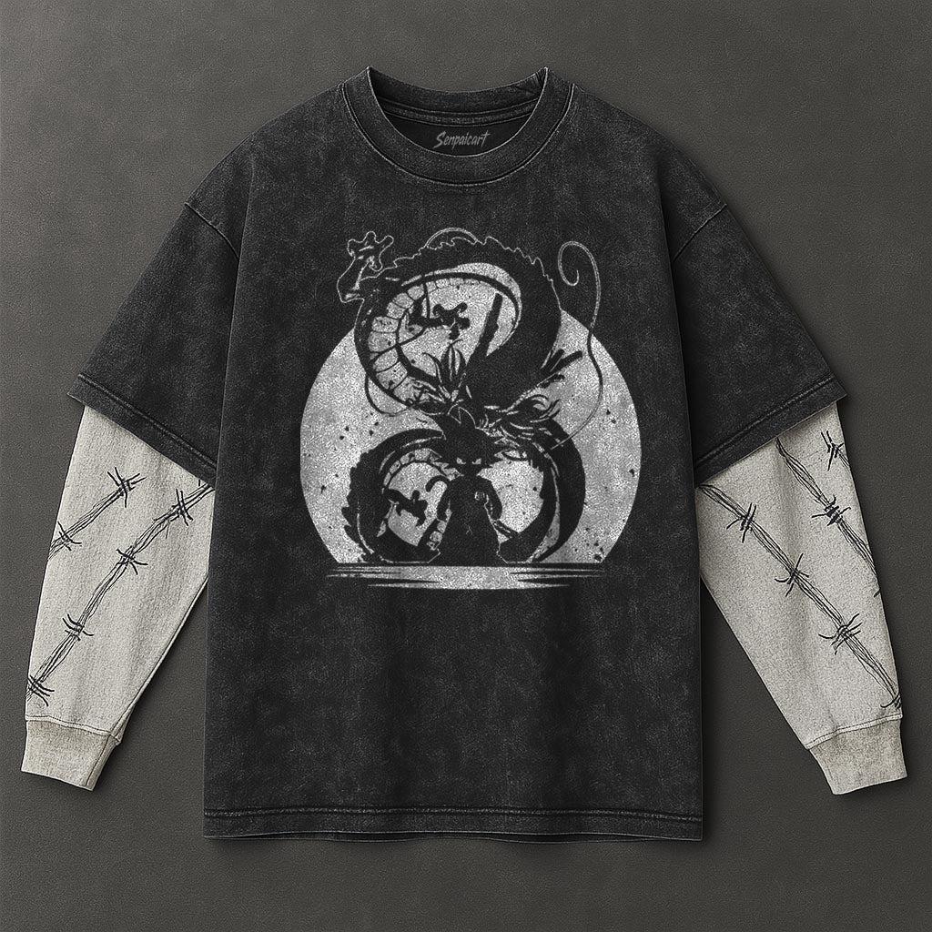 Dragon Ball Billowy Double Sleeves Black Washed T-Shirt