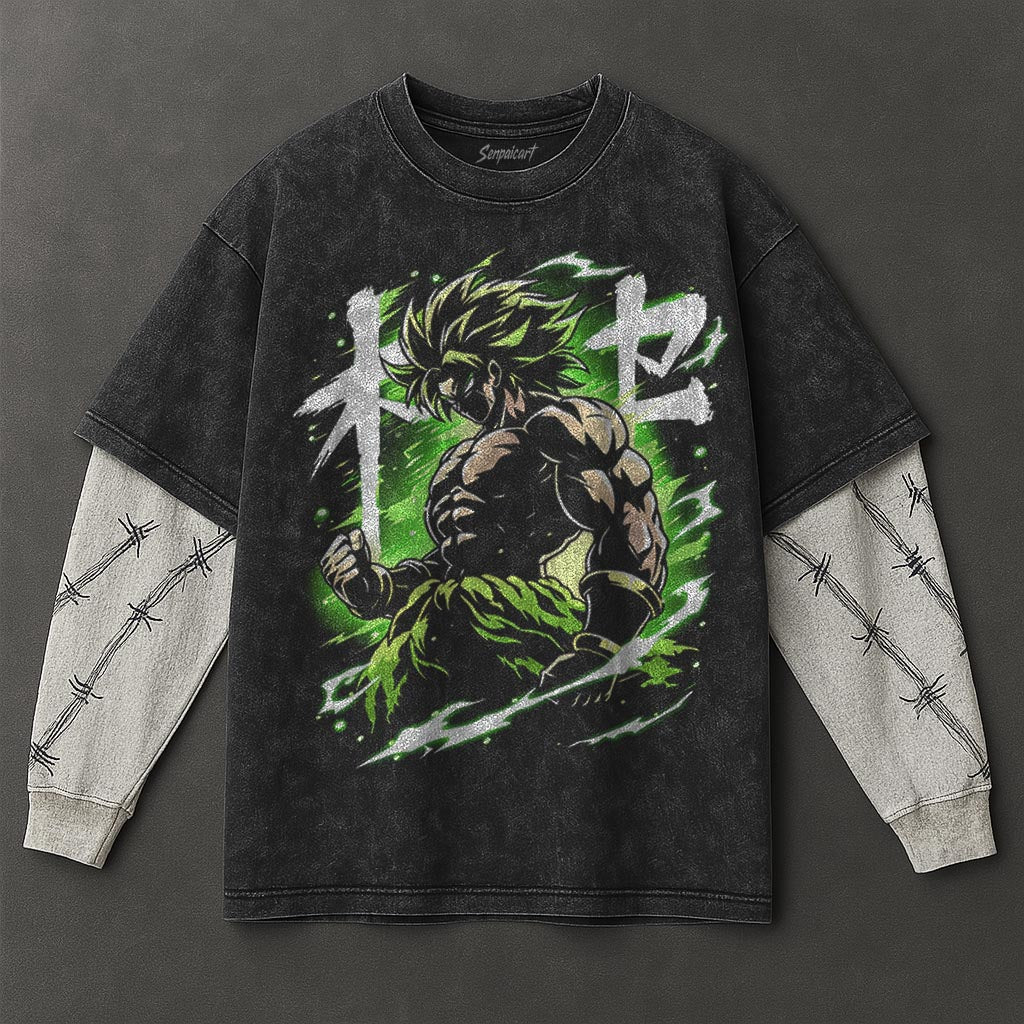 Dragon Ball Lightweight Double Sleeves Black Washed T-Shirt