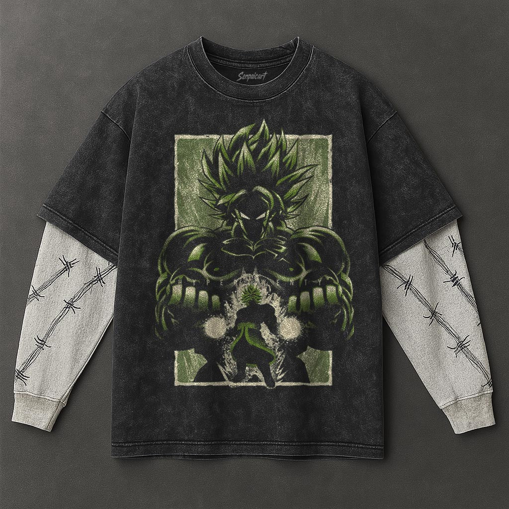 Dragon Ball Comfy Double Sleeves Black Washed T-Shirt