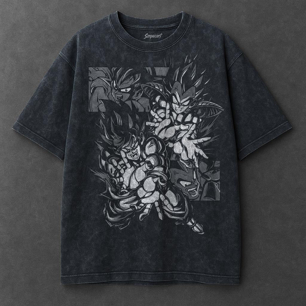 Dragon Ball Stylish Navy Blue Washed T-Shirt