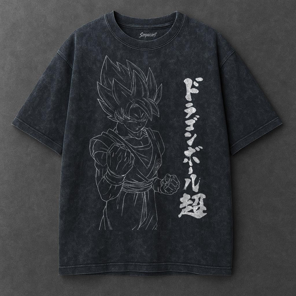 Dragon Ball Trendy Navy Blue Washed T-Shirt