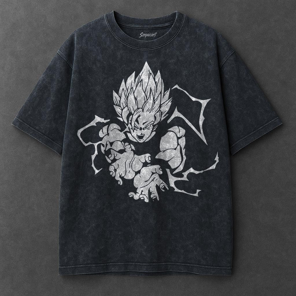 Dragon Ball Tunic-like Navy Blue Washed T-Shirt