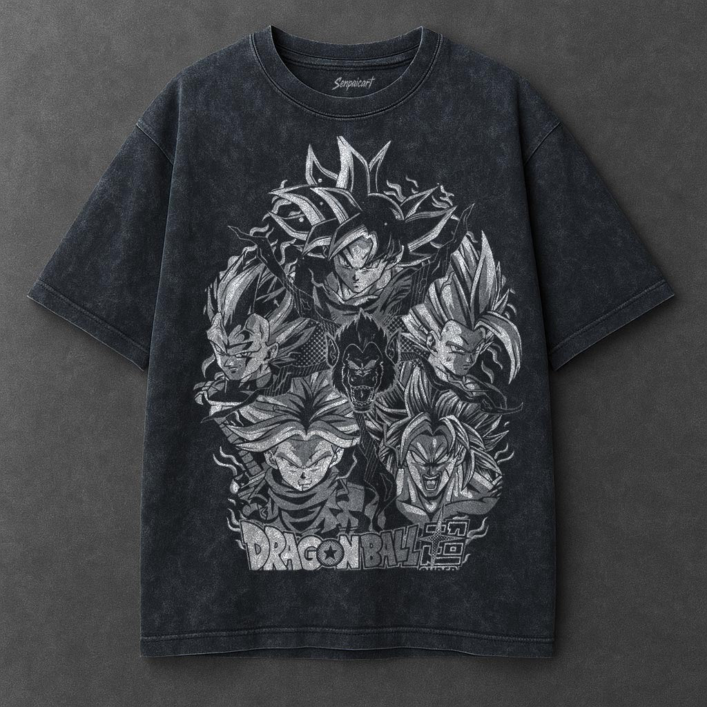 Dragon Ball Drapey Navy Blue Washed T-Shirt